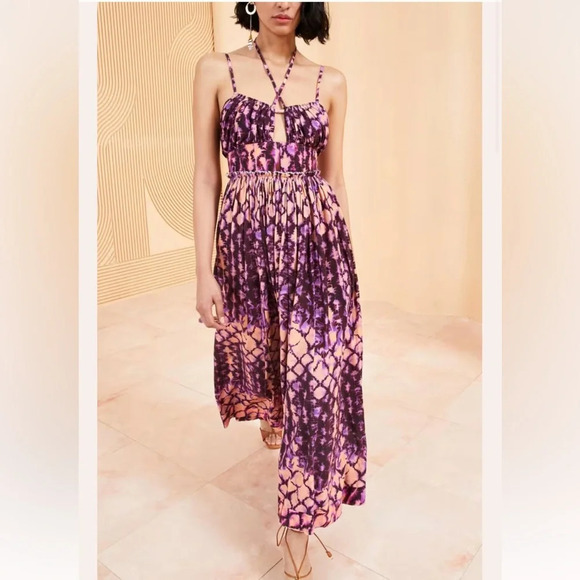 Ulla Johnson NWT Freya Halterneck Midi Dress in Wisteria Size 6 - Picture 1 of 11